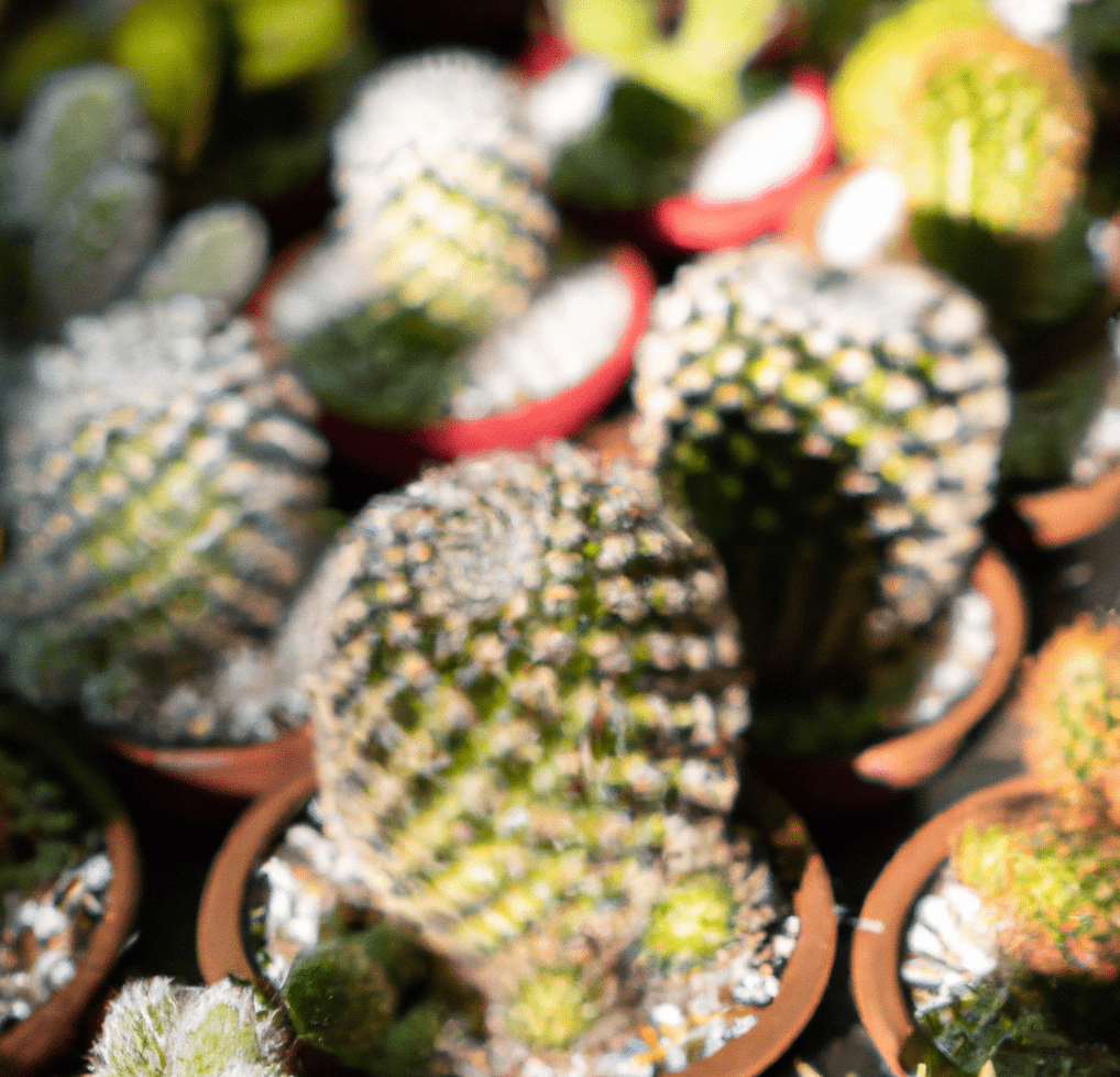 Close up shot of cactus plants in a pot