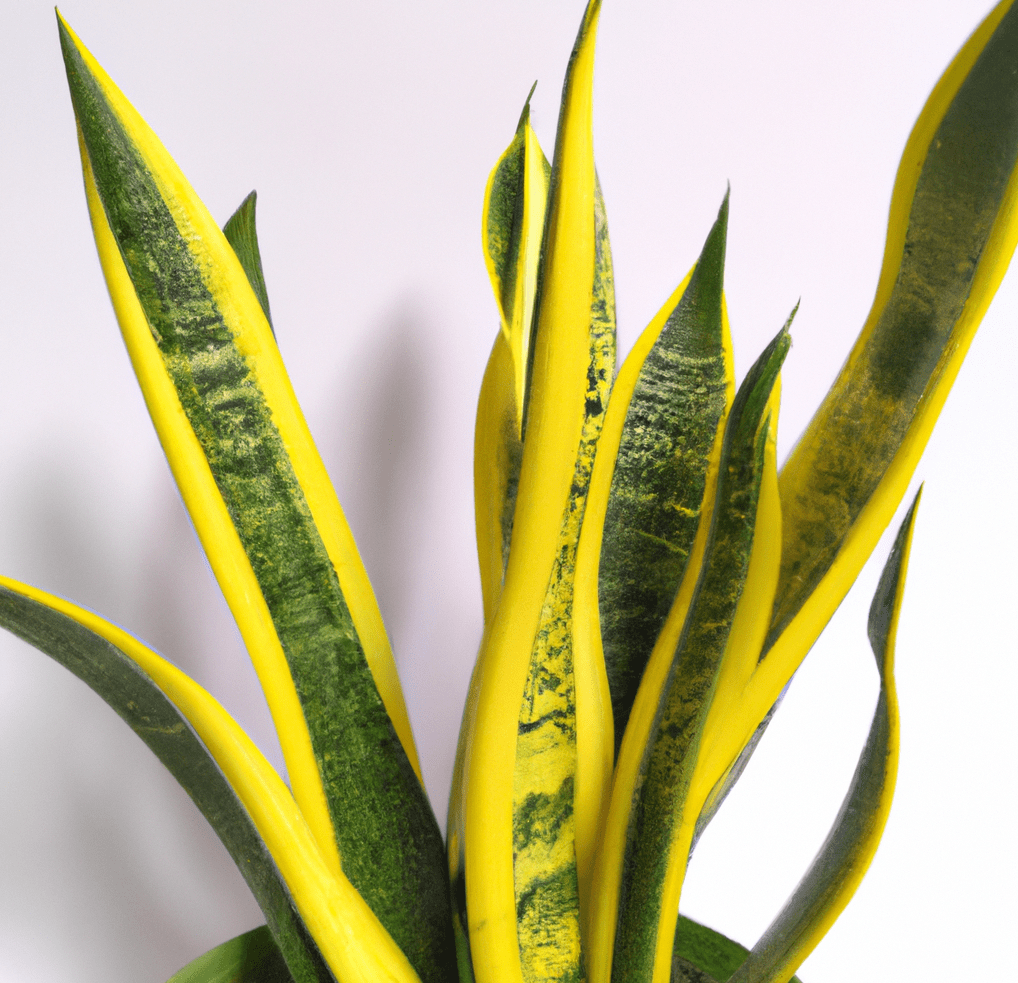 Green and yellow Sansevieria plant whit a white background