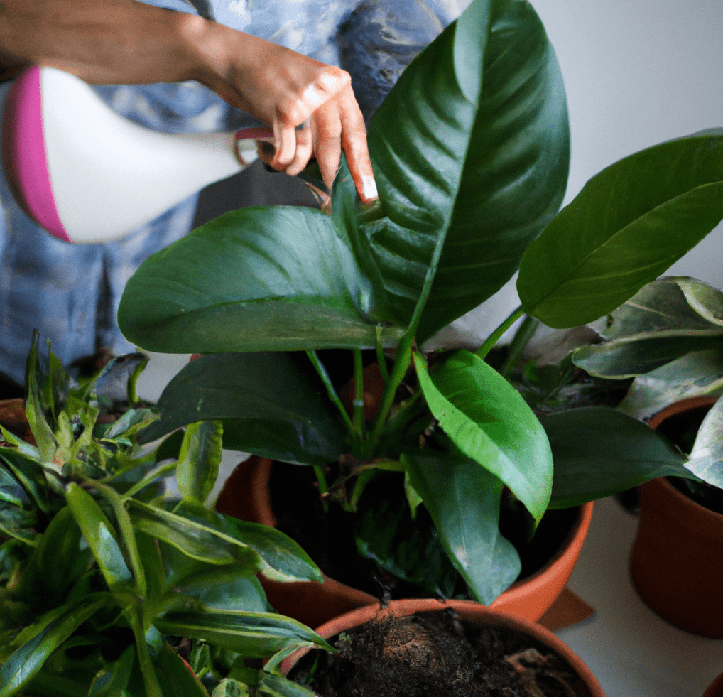 Person fertilizing slow-growing house plants