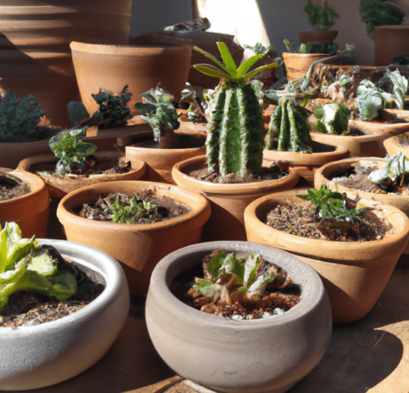 Photo of succulent, cactus plant and cacti pots