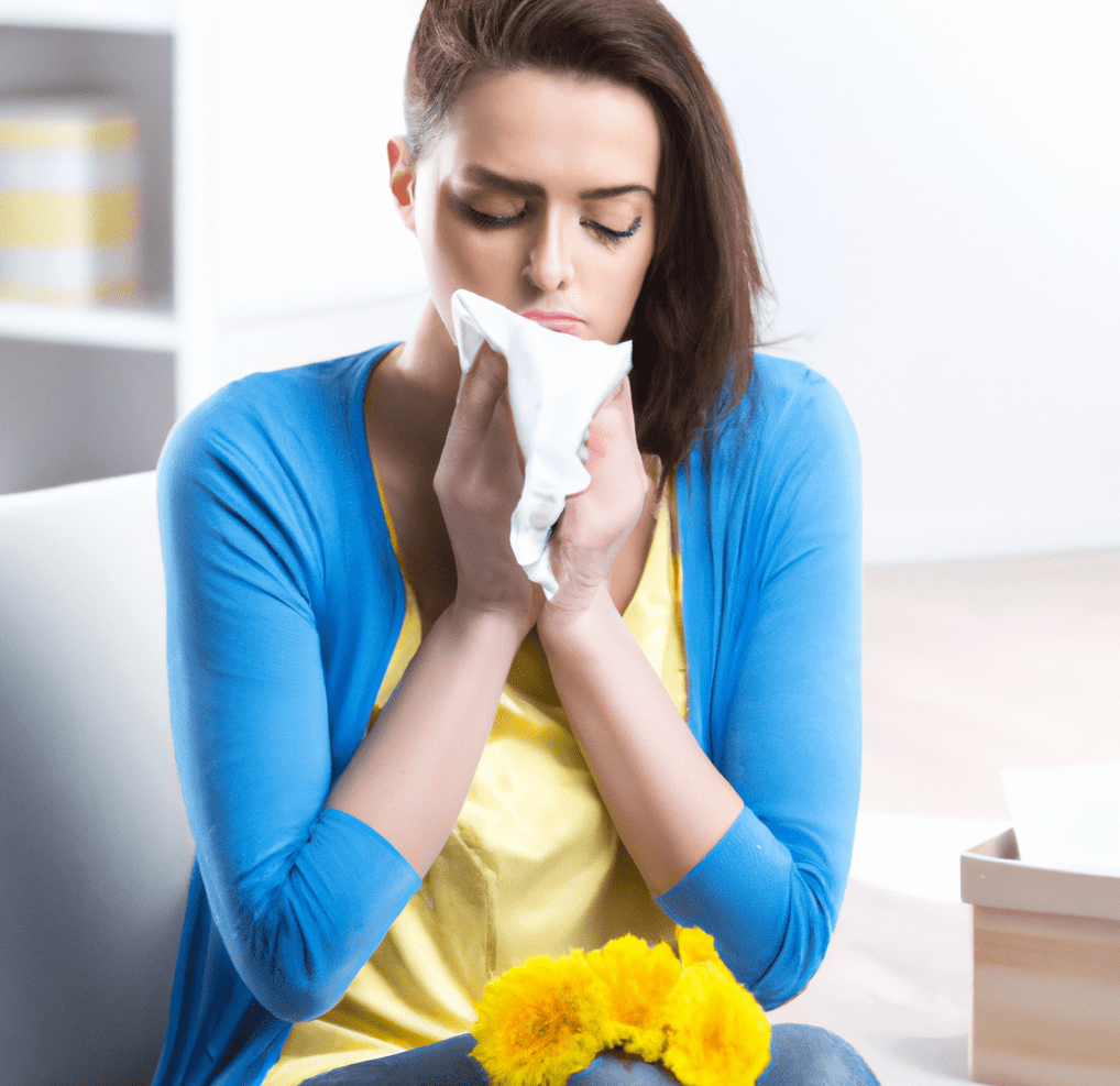 Photo of woman suffering from her allergy