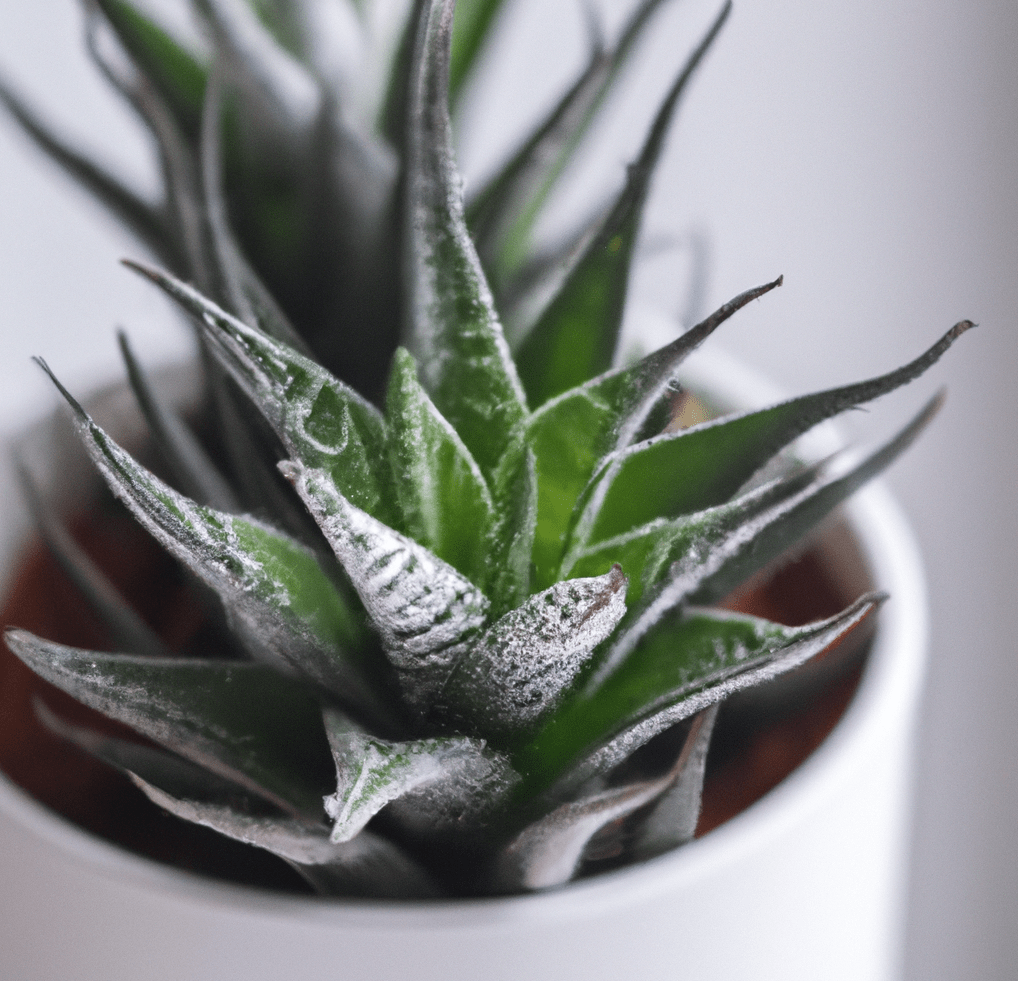 White potted Haworthia plant in closeup photo